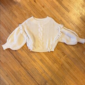 White label, L,  Cable Knit Sweater with Fringe